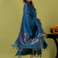 Handwoven Jamdani Linen Unstitched 2-piece Kurti | Teal Blue