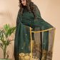 Dark Green Cotton Linen 2-Piece Set Kurti & Dupatta (UNSTITCHED) - 104