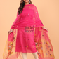 Deep Pink Muslin Jamdani 2-Piece Set Kurti & Dupatta (UNSTITCHED) - 080