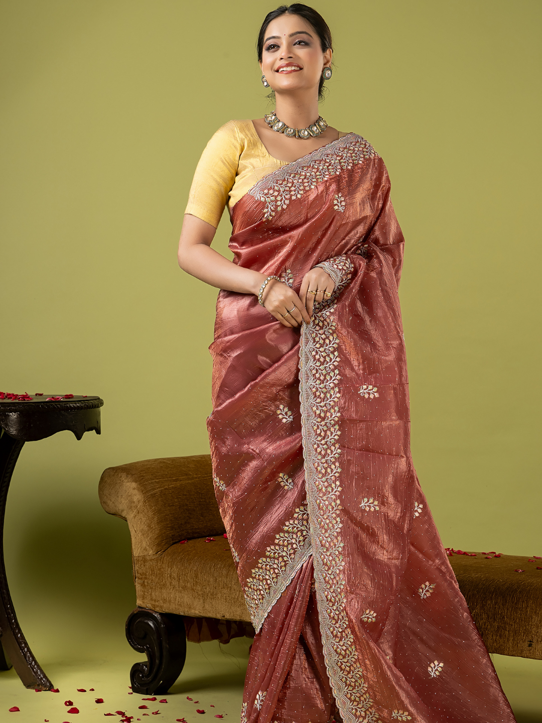 Fancy Blended Saree | Dusty Rose