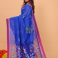 Silk Jamdani Saree With Burgundy Indigo Blue - 157