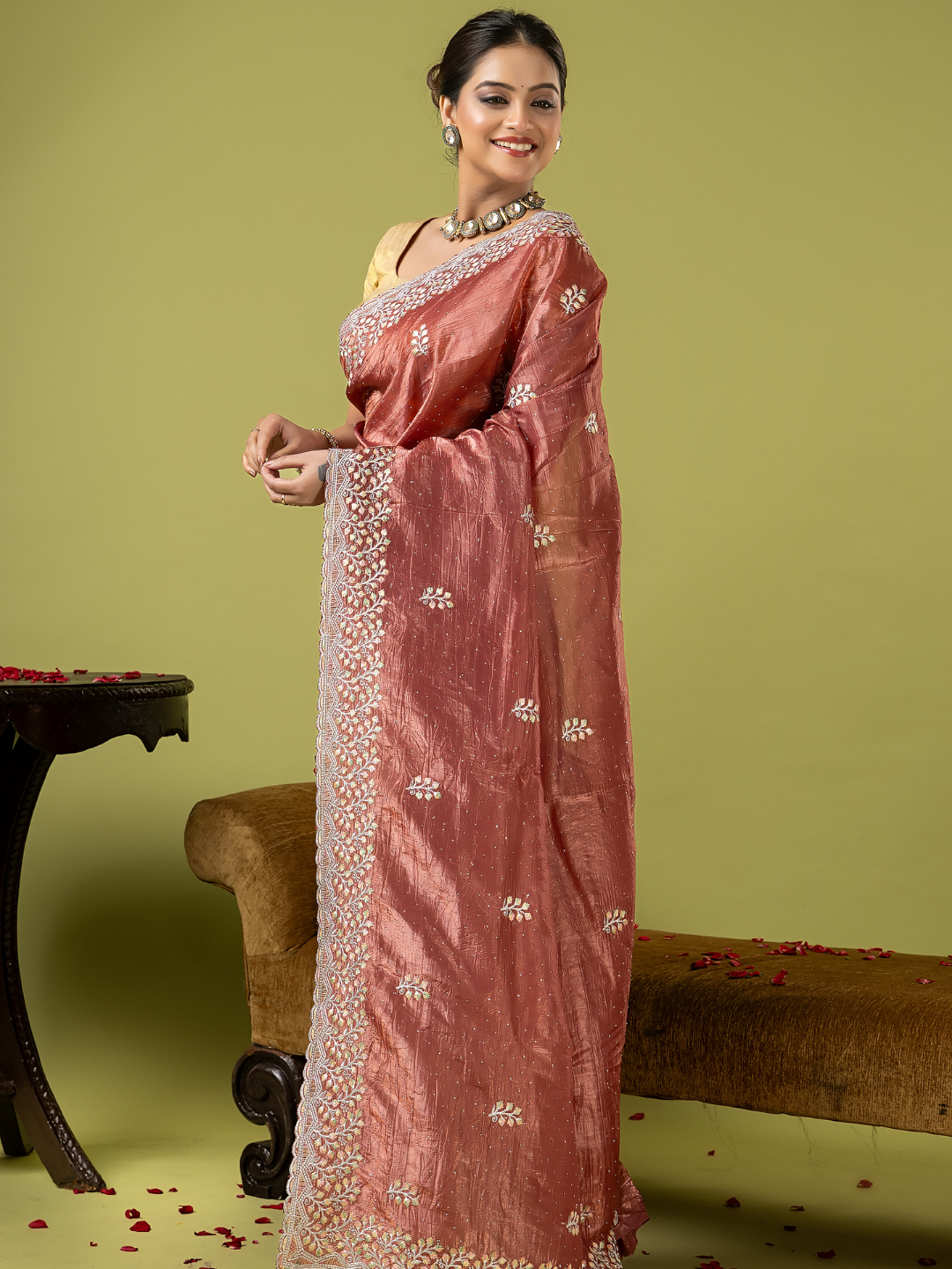 Fancy Blended Saree | Dusty Rose
