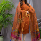 Alloy Orange Cotton Silk Jamdani 2-Piece Set Kurti & Dupatta (UNSTITCHED) - 126
