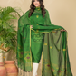 Jungle Green Mercerised Cotton Meenakari Motif 2-Piece Kurti & Dupatta (UNSTITCHED)-871