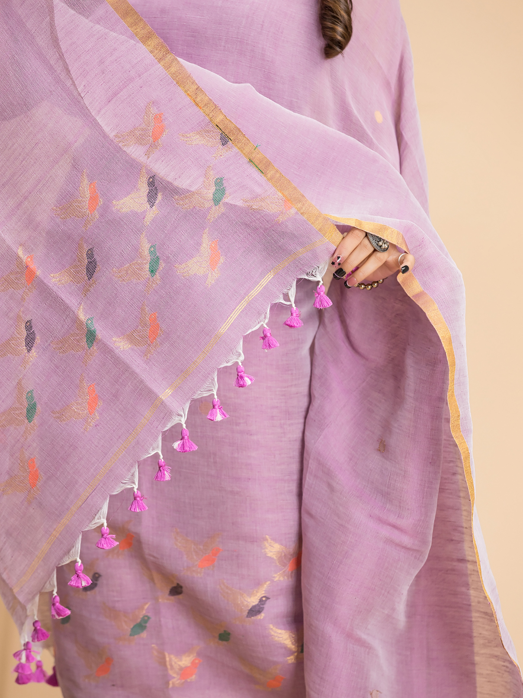 Baby Pink Cotton Linen 2-Piece Set Kurti & Dupatta (UNSTITCHED) - 105
