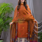 Alloy Orange Cotton Silk Jamdani 2-Piece Set Kurti & Dupatta (UNSTITCHED) - 126