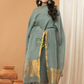 Grey Green color with cream shade Jamdani 2-Piece Set Kurti & Dupatta (UNSTITCHED) - 163