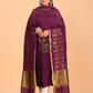 Wine Purple  Linen Jamdani 2-Piece Set Kurti & Dupatta (UNSTITCHED) - 050