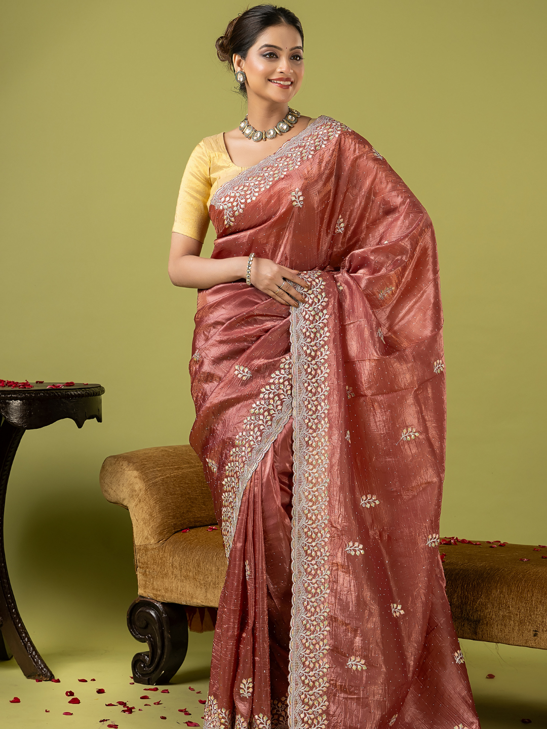 Fancy Blended Saree | Dusty Rose