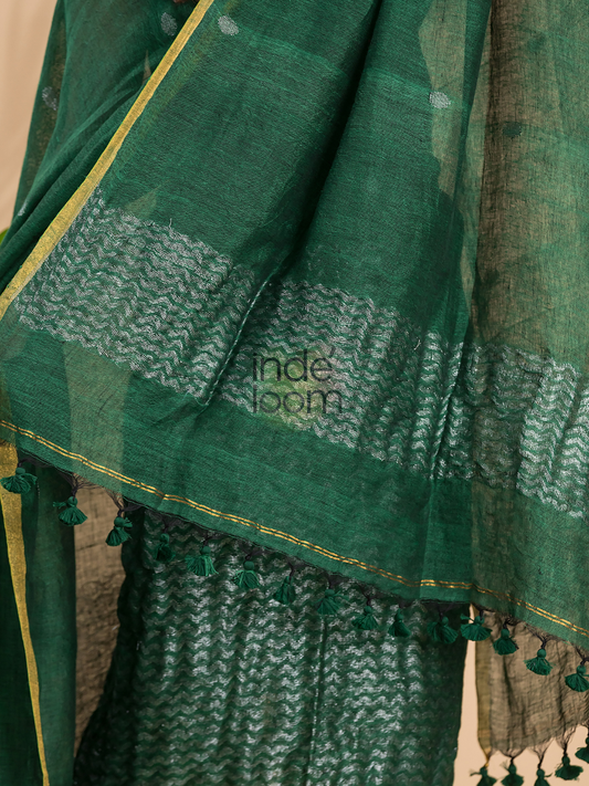 Pine Green Linen X Linen 2-Piece Set Kurti & Dupatta (UNSTITCHED) - 028