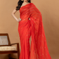 Pure Handloom Mul Cotton Saree | Scarlet Red