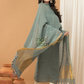 Grey Green color with cream shade Jamdani 2-Piece Set Kurti & Dupatta (UNSTITCHED) - 163