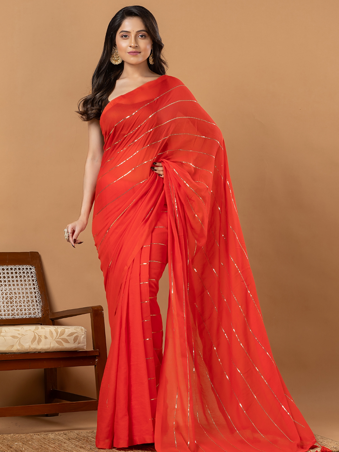 Pure Handloom Mul Cotton Saree | Scarlet Red