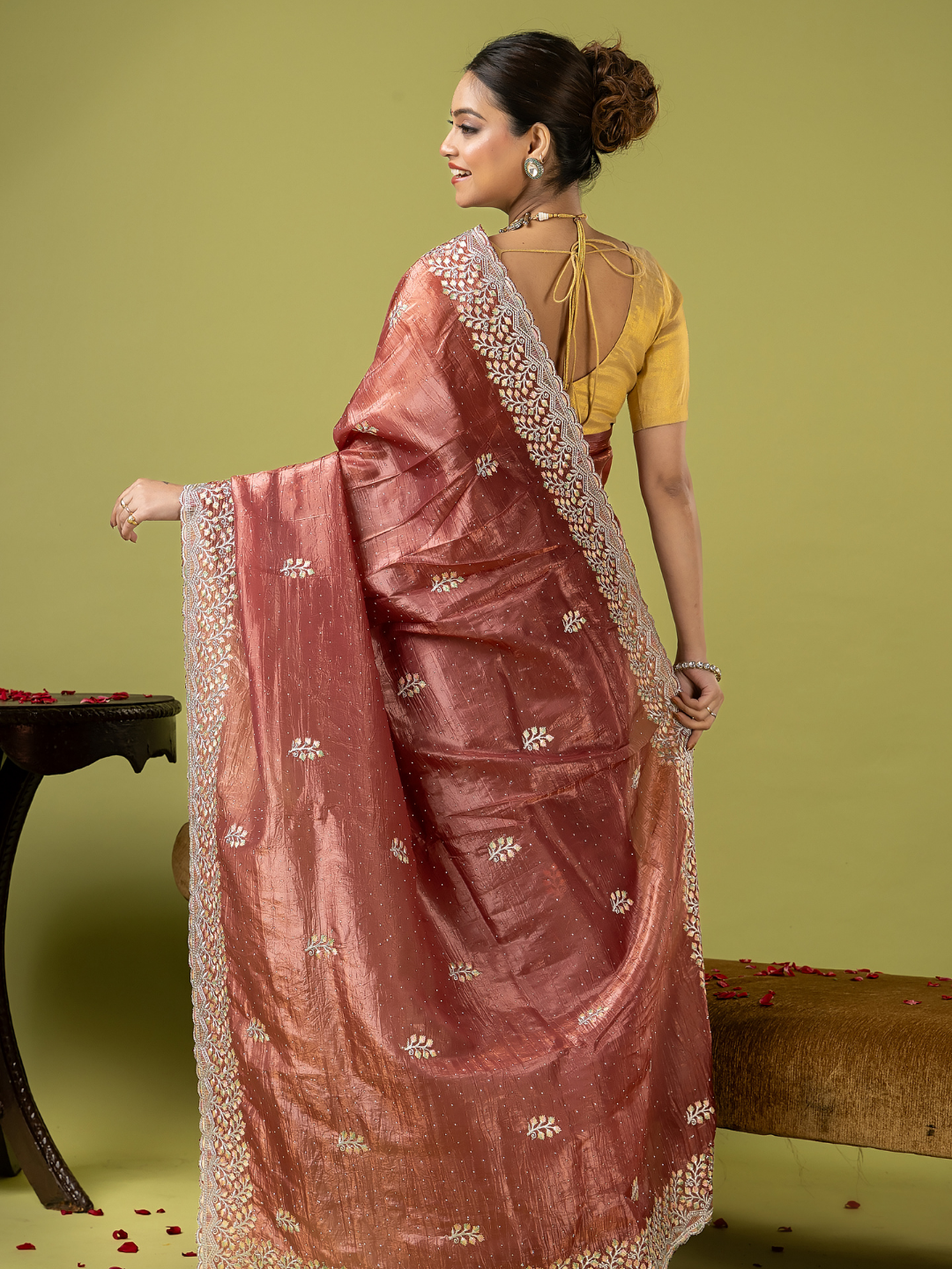 Fancy Blended Saree | Dusty Rose