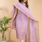 Baby Pink Cotton Linen 2-Piece Set Kurti & Dupatta (UNSTITCHED) - 105