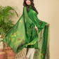 Jungle Green Mercerised Cotton Meenakari Motif 2-Piece Kurti & Dupatta (UNSTITCHED)-871