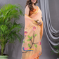 Linen Jamdani Saree With Neon Orange - 029