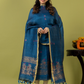 Handwoven Jamdani Linen Unstitched 2-piece Kurti | Teal Blue