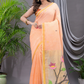 Linen Jamdani Saree With Neon Orange - 029