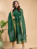 Pine Green Linen X Linen 2-Piece Set Kurti & Dupatta (UNSTITCHED) - 028