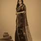 Matka Silk Jamdani Saree With Dark Brown and Black - 029 - indeloom