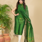 Jungle Green Mercerised Cotton Meenakari Motif 2-Piece Kurti & Dupatta (UNSTITCHED)-871