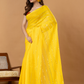 Pure Handloom Mul Cotton Saree | Bright Yellow