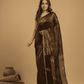 Matka Silk Jamdani Saree With Dark Brown and Black - 029 - indeloom