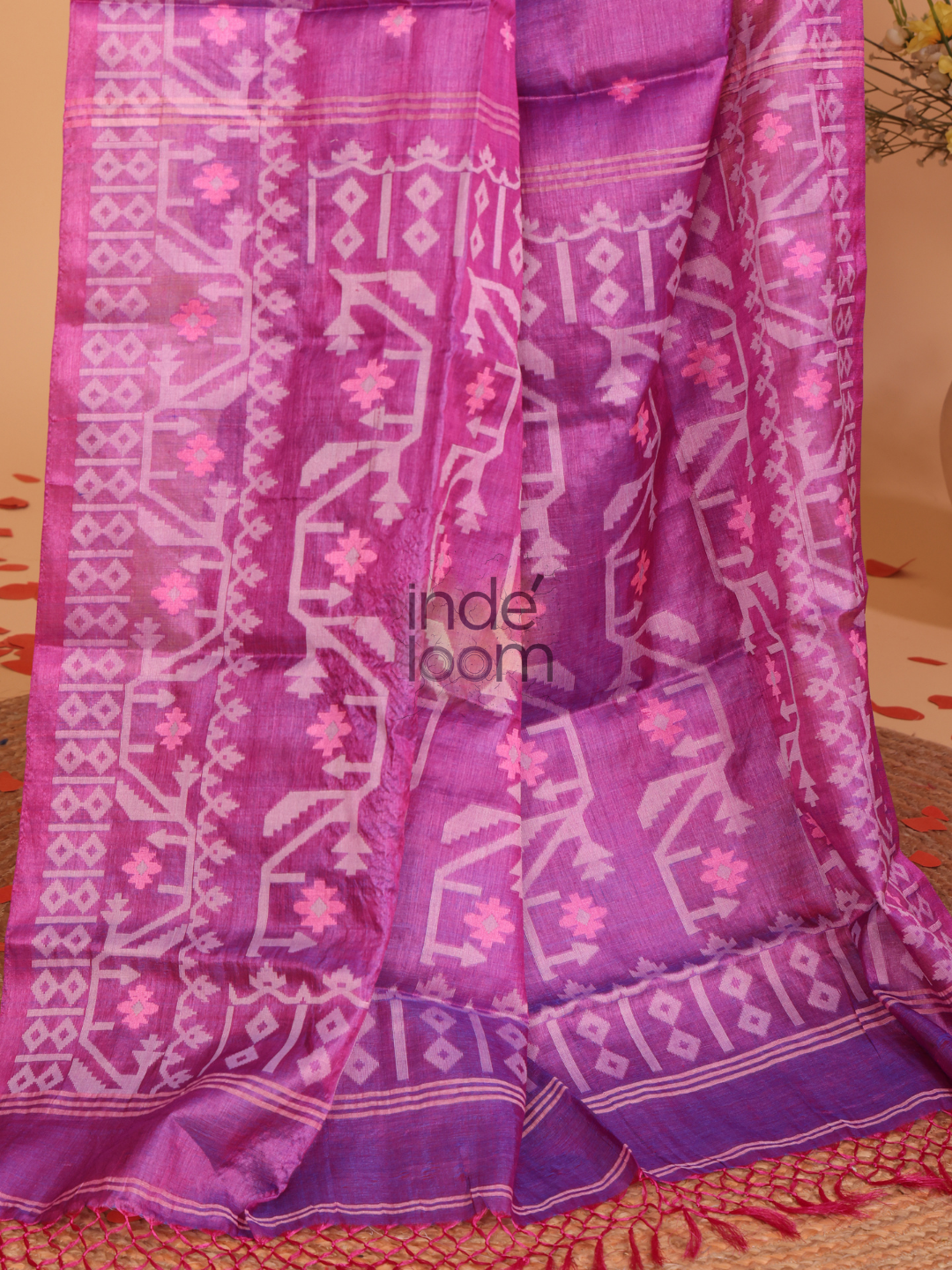 Tissue Jamdani Saree With Bright Purple - 105