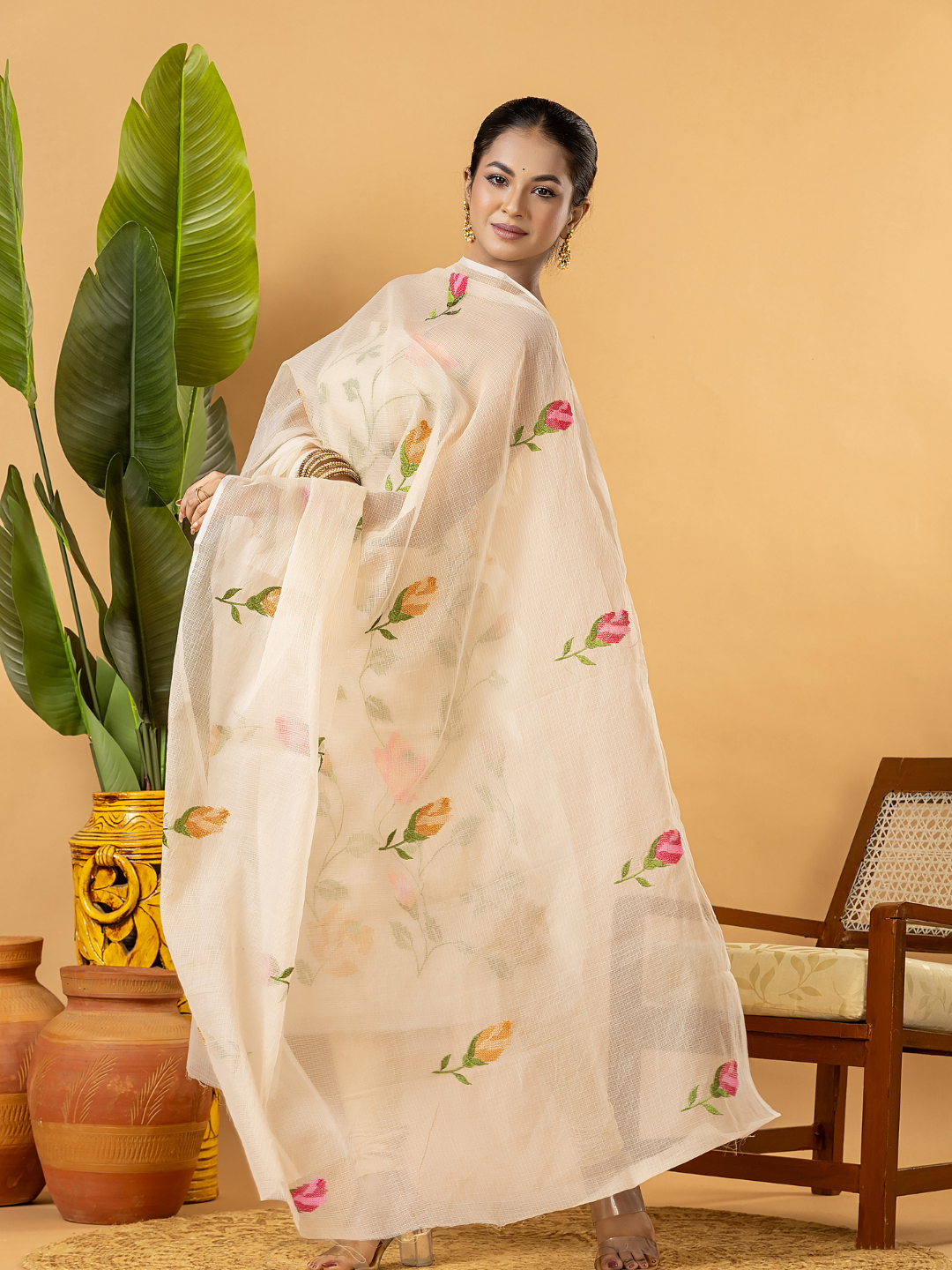 Classic Kota Doria Cotton Unstitched 2-Piece Kurti | Off-White