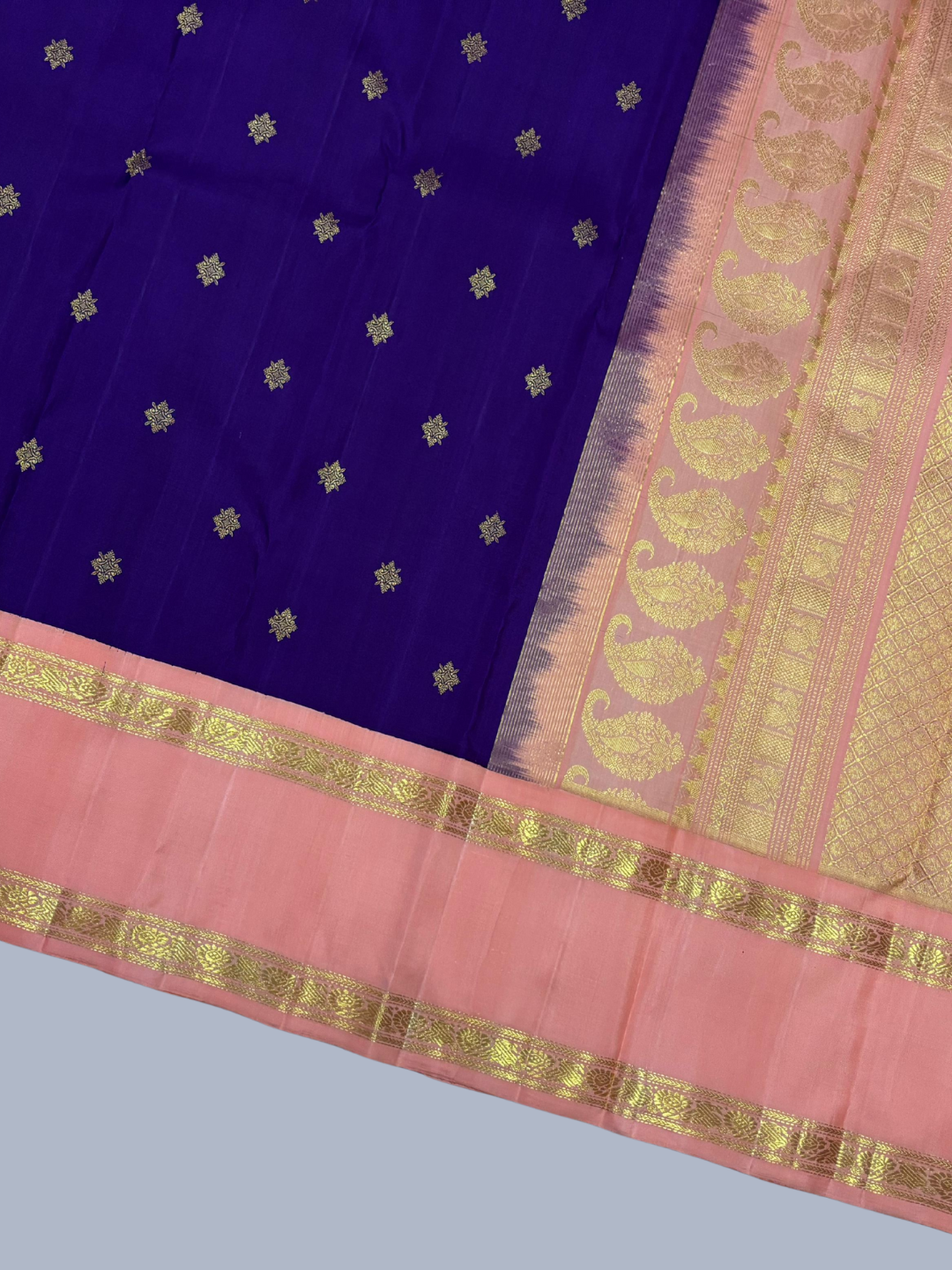 Pure Handwoven Gadwal Silk Saree With Royal Purple-033