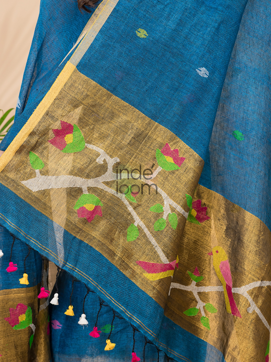 Classic Blue Linen X Linen 2-Piece Set Kurti & Dupatta (UNSTITCHED) - 074