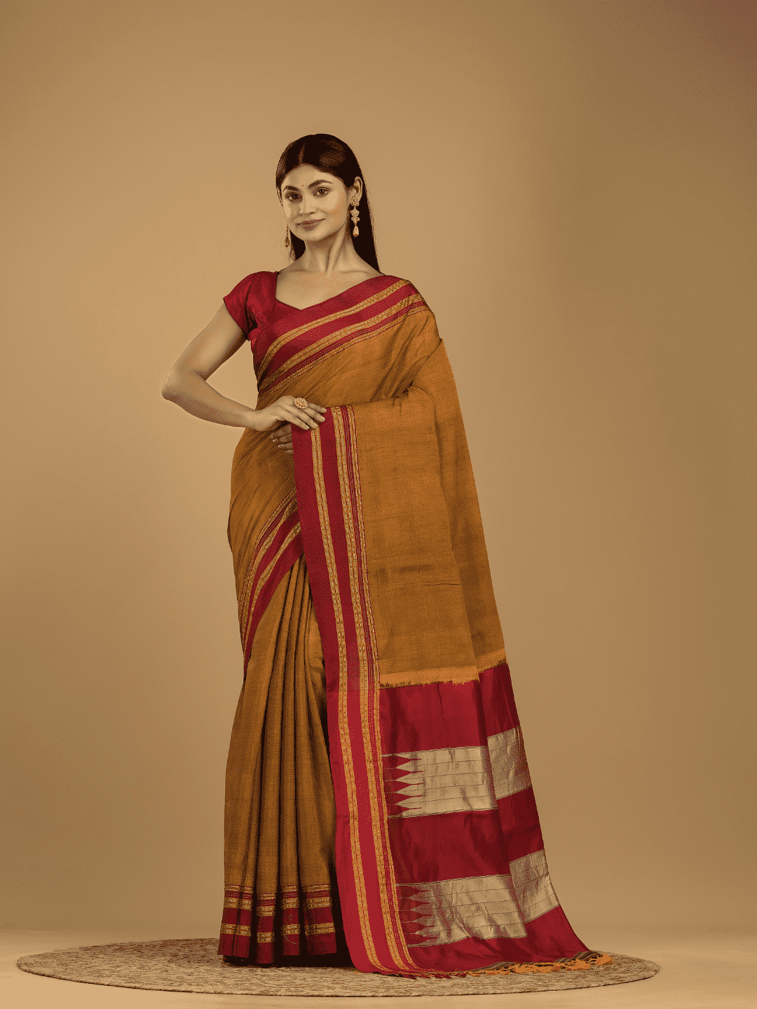 Pure Ilkal Saree With Dijon yellow and Red border - 045