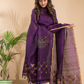 Wine Purple Cotton Linen 2-Piece Set Kurti & Dupatta (UNSTITCHED) - 003