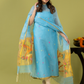 Handwoven Jamdani Muslin Unstitched 2-piece Kurti | Sky Blue