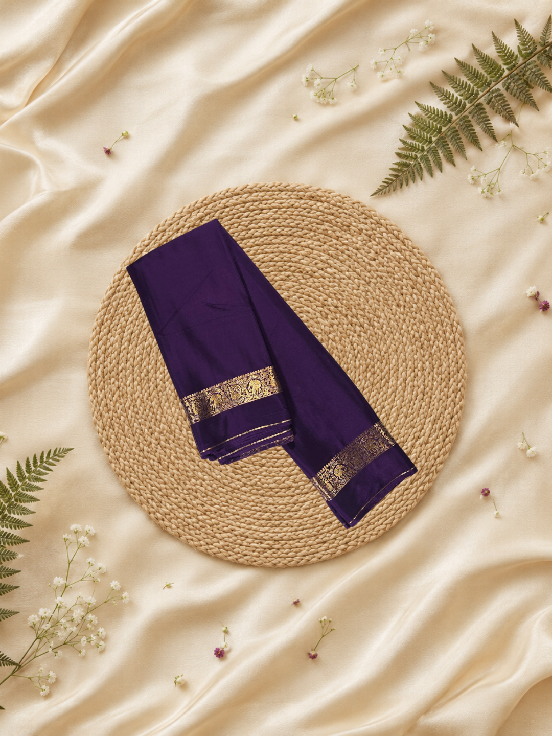 Mysore Silk Saree With Plum Voilet