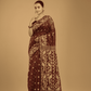 Dark Brown Soft Silk Jamdani Saree - 003 - indeloom