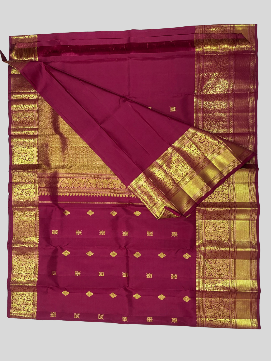 Handwoven Pure Gadwal Silk Saree  |  Berry Pink