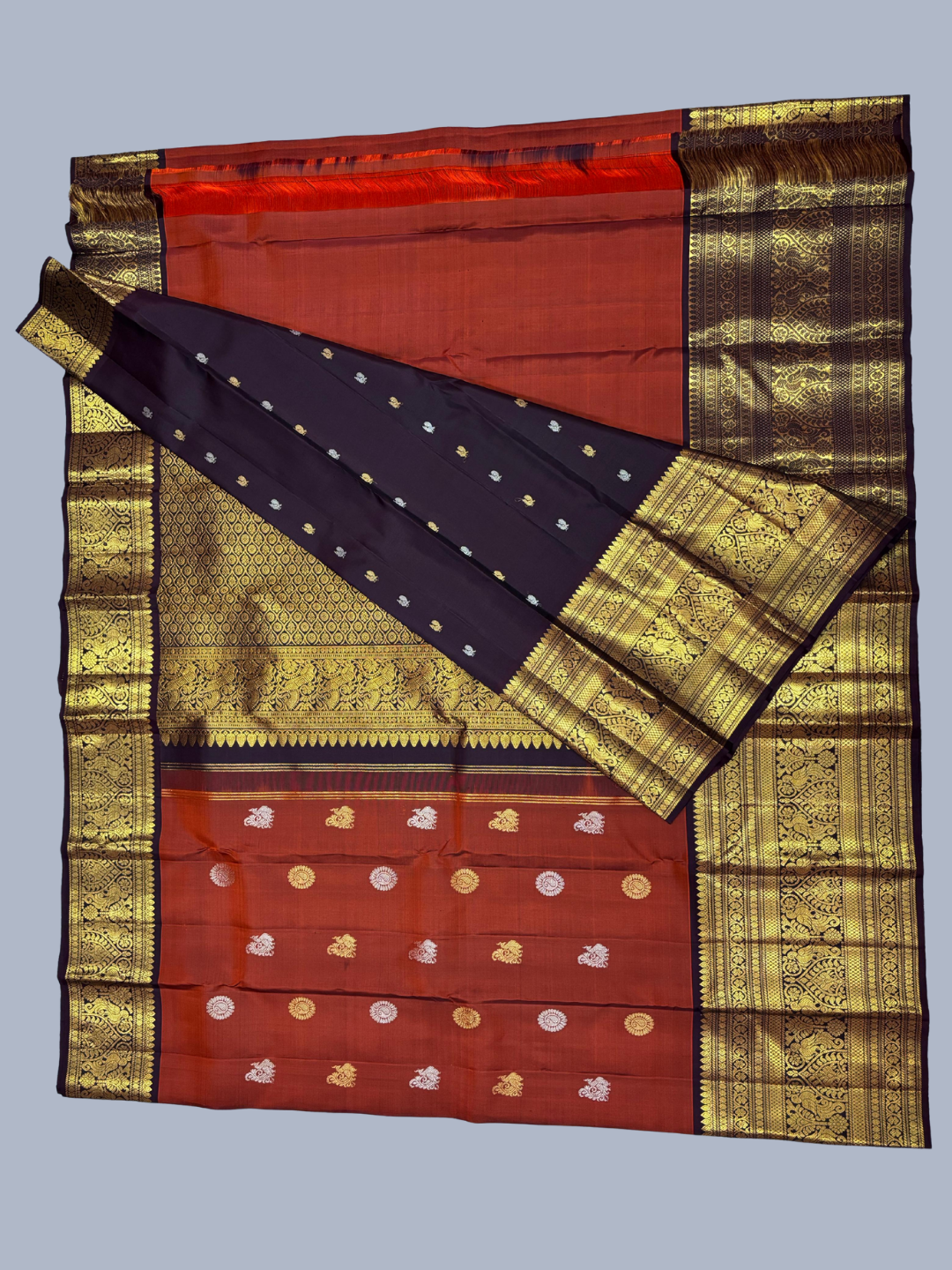 Pure Handwoven Gadwal Silk Saree Cherry Red - 014