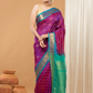 Pure Handloom Korvai Saree | Orchid Purple Cyan Blue