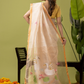 Pure Jamdani Linen Saree | Cream White  and White  | Half and Half style with Contrast Border