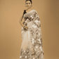 Kota Doria Handpainted Saree With Lace White - 003 - indeloom
