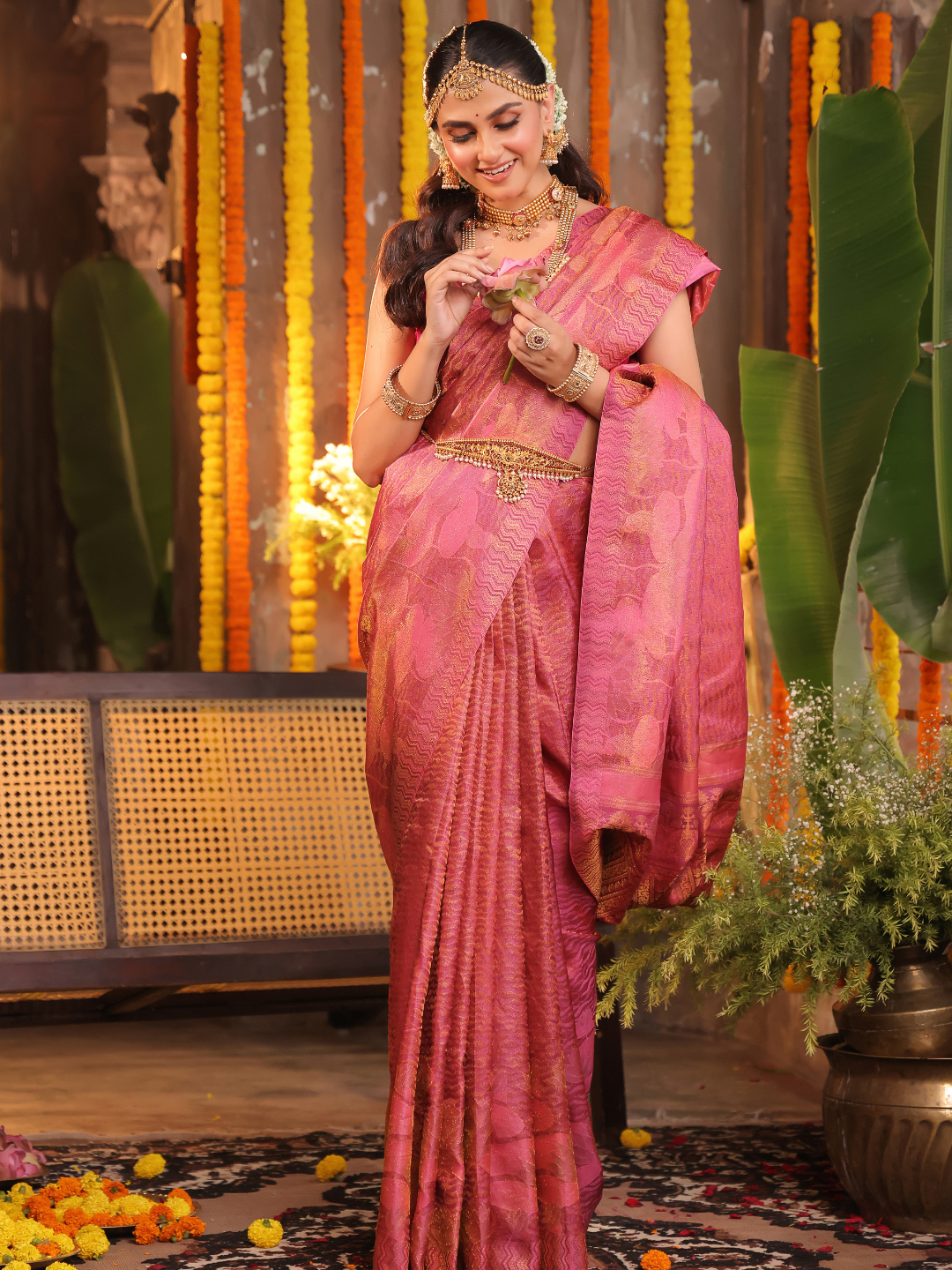 Silk Mark Certified Handloom Kanjivaram Silk Saree  |  Blush Pink