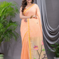 Linen Jamdani Saree With Neon Orange - 029
