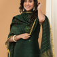 Deep Green color  Jamdani 2-Piece Set Kurti & Dupatta (UNSTITCHED) - 164