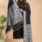 Coal Black Muslin Cotton X Baluchari 2-Piece Set Kurti & Dupatta (UNSTITCHED) - 029