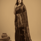 Matka Silk Jamdani Saree With Dark Brown and Black - 029 - indeloom