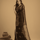 Matka Silk Jamdani Saree With Dark Brown and Black - 029 - indeloom