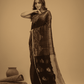 Matka Silk Jamdani Saree With Dark Brown and Black - 029 - indeloom