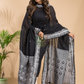 Coal Black Muslin Cotton X Baluchari 2-Piece Set Kurti & Dupatta (UNSTITCHED) - 029